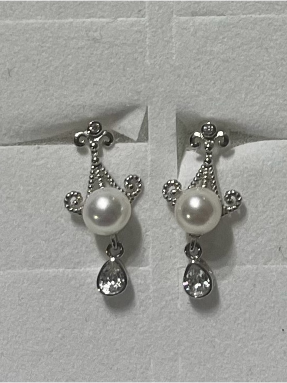 Classic Pearl Drop Silver-Tone Earrings